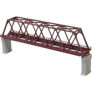 Rokuhan 7297042 Z Vakwerkbrug 1 spoor Z  rails (met ballastbed) Donkerrood
