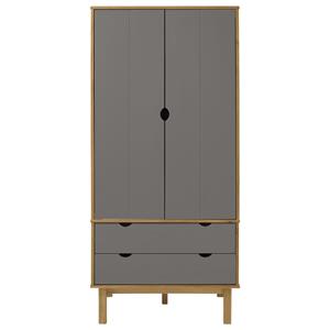 vidaXL Kledingkast OTTA 76,5x53x172 cm grenenhout bruin en grijs