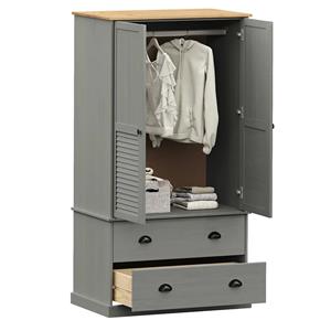 vidaXL Kledingkast VIGO 90x55x176 cm massief grenenhout grijs