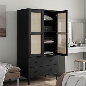 vidaXL Kleiderschrank Kleiderschrank SENJA Rattan-Optik Schwarz 90x55x175 cm