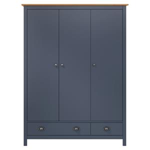 vidaXL Kledingkast Hill 3 deuren 127x50x170 cm grenenhout grijs