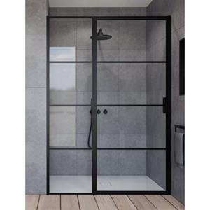 Saniclass Bellini Douchedeur - 90x200cm - vast paneel - frame lines buitenzijde - anti kalk - mat zwart SAG6221-90B