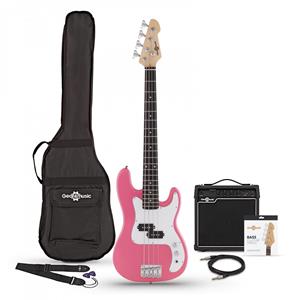 Gear4Music 3/4 LA Basgitaar + 15 W Versterkerpakket Roze