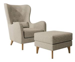 NADUVI Collection Fauteuil met hocker Casara bouclé | 