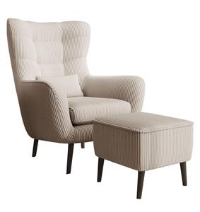 NADUVI Collection Fauteuil met hocker Verdiro ribstof | 