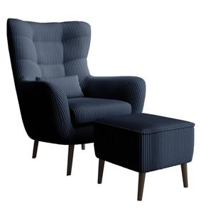 NADUVI Collection Fauteuil met hocker Verdiro ribstof | 