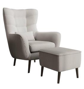 NADUVI Collection Fauteuil met hocker Verdiro ribstof | 