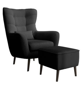 NADUVI Collection Fauteuil met hocker Verdiro ribstof | 