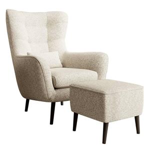 NADUVI Collection Fauteuil met hocker Verdiro bouclé | 