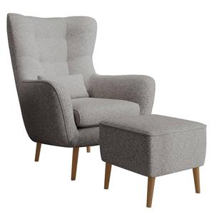 NADUVI Collection Fauteuil met hocker Verdiro bouclé | 