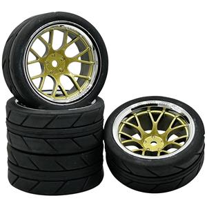 Reely 1:10 Straßenmodell, Sportwagen Kompletträder Speed Y-Speichen Gold, Chrom (glänzend) 4St.