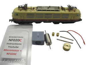 Crazytoys micromotor nf020C N ombouwkit voor Fleischmann DB BR 103