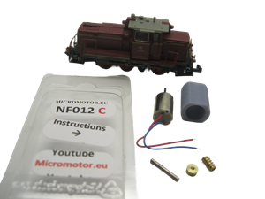 Crazytoys micromotor nf012C ombouwset voor Fleischmann V60, BR 346, BR 105, BR 106, BR 260, BR 360, u.a.