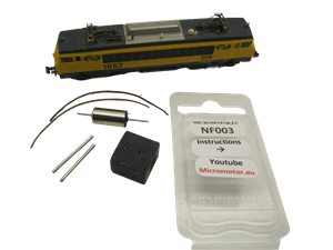 Crazytoys micromotor NF003G N ombouwkit voor fleischmann NS1600 SNCF BB 1500, 1600, 22200, 7200
