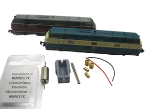 Crazytoys micromotor NM017C ombouwkit voor Minitrix V200, BR 221, BR Class 42 Warship