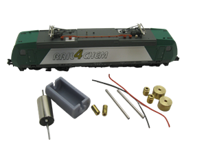 Crazytoys micromotor NM027C N motor ombouwset voor Minitrix  BR 145, 146, 185, 186, 246, 285, SBB Re 482, u.a.