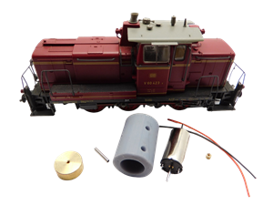 Crazytoys micromotor HR010F motor ombouwset voor Roco V60, BR 260, BR 261, BR 360, BR 361, u.a.