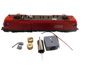 Crazytoys micromotor NF043C N motor ombouwset voor Fleischmann DB BR 182, ÖBB 1016/1116/1216, u.a.