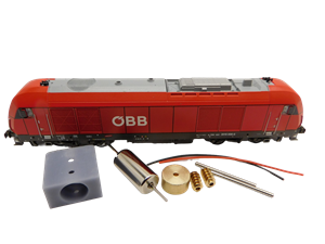 Crazytoys micromotor NF056C motor ombouwset voor Fleischmann BR 223, BR 253, ER20, DE2000, Re 450, u.a.