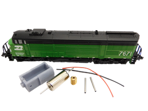 Crazytoys micromotor NM048G motor ombouwset voor Minitrix  US U30CG (Santa Fe, Amtrak, u.a.