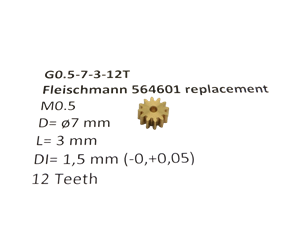 micromotor G0.5-7-3-12T tandwiel voor Fleischmann Crazytoys 868189908 8720364834036 modelspoor tandwielen 