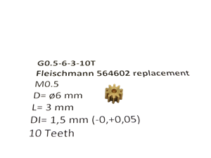 micromotor G0.5-6-3-10T tandwiel voor Fleischmann Crazytoys 868189911 8720364834029 modelspoor tandwielen 