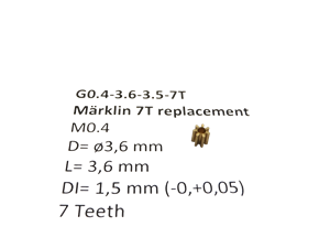 micromotor G0.4-3.6-3.5-7T tandwiel voor Marklin Crazytoys 868189920 8720364833992 modelspoor tandwielen 