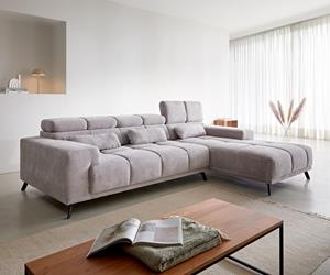 DELIFE Ecksofa Ordino, Cord Silbergrau 285x200 Ottomane rechts Relaxfunktion Ecksofa