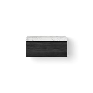 Looox Dekton Wastafelonderkast - vlak front - 1 lade - afvoer links en rechts - 100x45x46 cm - zwart DWDB1000BLBD