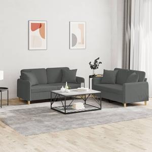 Vida XL vidaXL 2-delige Loungeset met kussens stof donkergrijs