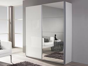Mobistoxx Kast MINOTOR 2 schuifdeuren met spiegel 181 cm wit