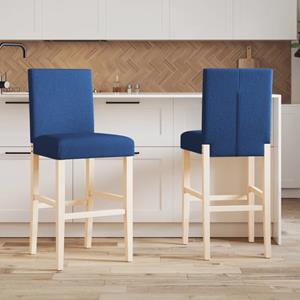 vidaXL Barstoelen 2 st massief rubberhout en stof