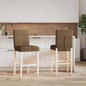 vidaXL Barstoelen 2 st massief rubberhout en stof