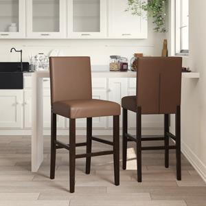 vidaXL Barstoelen 2 st massief rubberhout en kunstleer