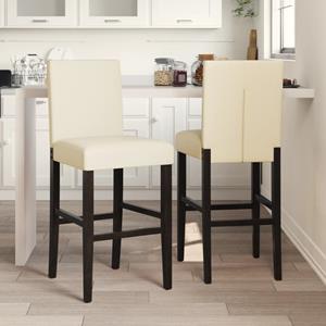 vidaXL Barstoelen 2 st massief rubberhout en kunstleer