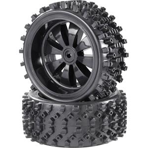 Reely 1:6 Buggy Kompletträder Block-Spike 8-Speichen Schwarz (glänzend) 2St.
