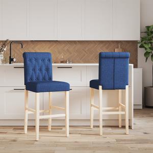 vidaXL Barstoelen 2 st massief rubberhout en stof