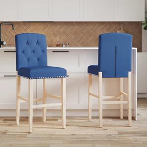 vidaXL Barstoelen 2 st massief rubberhout en stof