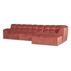 Woood Chaise Longue Rechts Allure - Fluweel - Blush - 79x324x165