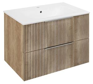 Sapho Cirasa wastafel onderkast met ribbelfront 70x46x52cm eiken