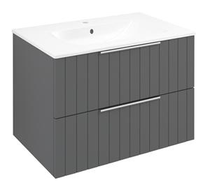 Sapho Cirasa wastafel onderkast met ribbelfront 70x46x52cm antraciet