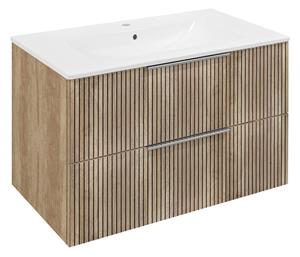 Sapho Cirasa wastafel onderkast met ribbelfront 80x46x52cm eiken