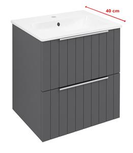 Sapho Cirasa Compact wastafel onderkast met ribbelfront 50x39x54cm antraciet