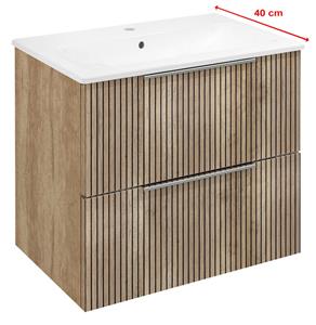 Sapho Cirasa Compact wastafel onderkast met ribbelfront 60x39x54cm eiken
