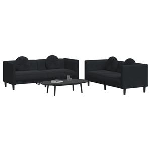 Vida XL 2-delige Loungeset met kussens fluweel zwart SKU: V3209262