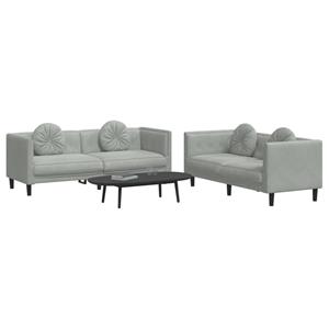 Vida XL 2-delige Loungeset met kussens fluweel lichtgrijs SKU: V3209257