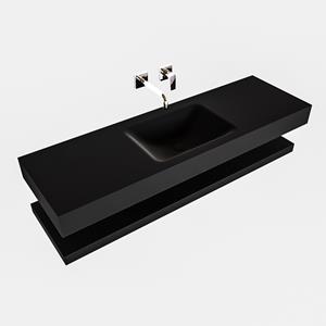 Boss & Wessing Badkamermeubel BWS Ibiza 150 cm met Planchet Solid Surface Mat Zwart (acht varianten)