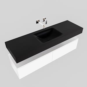 Boss & Wessing Badkamermeubel BWS Ibiza 150 cm Mat Wit Twee Soft-Close Lades Solid Surface Wastafel Mat Zwart (acht varianten)
