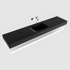 Boss & Wessing Badkamermeubel BWS Ibiza 200 cm met Mat Wit Planchet Solid Surface Wastafel Mat Zwart (acht varianten)