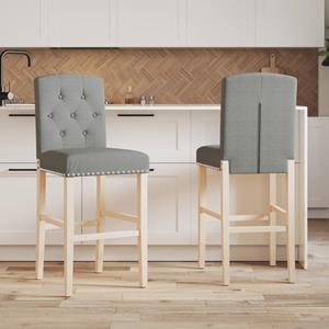 vidaXL Barstoelen 2 st massief rubberhout en stof